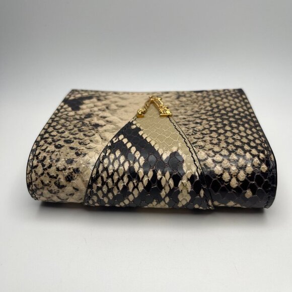 Versace Snake-Print Calfskin Leather Compact Wallet - NWOT - Picture 5 of 11